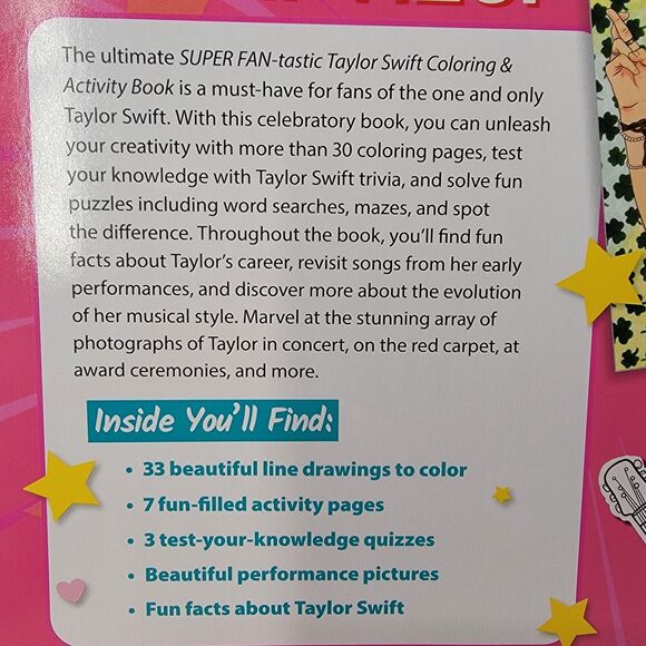 Super FAN-tastic TAYLOR SWIFT Coloring & Activity Book 96 Pages - NEW - Picture 3 of 4